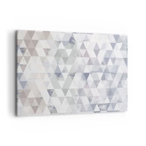 Obraz na płótnie - Geometryczny wzór z trójkątów w pastelowych odcieniach - 120x80cm - W rytmie na trzy - Nowoczesna dekoracja ścienna do salonu, kuchni i sypialni ARTTOR