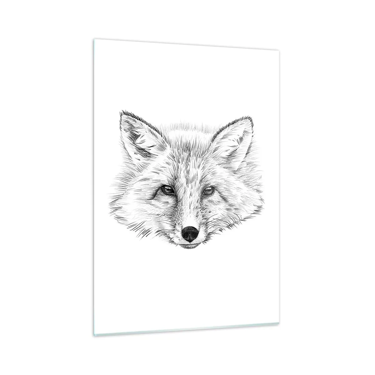 Obraz na szkle - Rysunek głowy lisa na białym tle - 50x70cm - Czy te oczy mogą kłamać? - Nowoczesna dekoracja ścienna do salonu, kuchni i sypialni ARTTOR