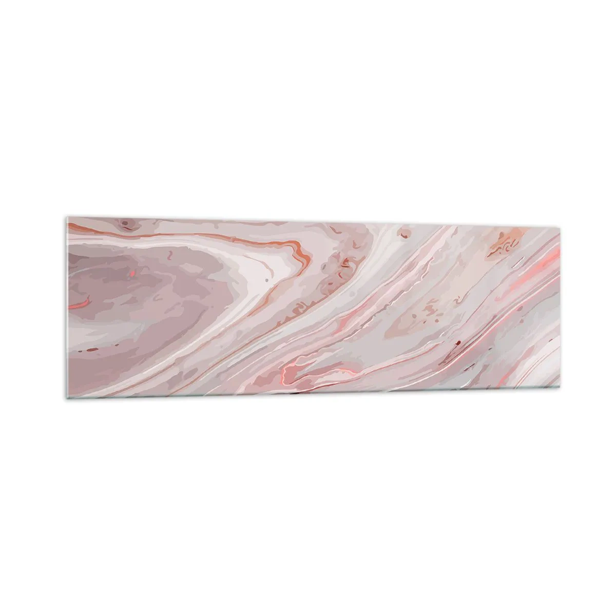 Obraz na szkle - Abstrakcyjne fale w delikatnych odcieniach różu i beżu - 160x50cm - Różowy w płynie - Nowoczesna dekoracja ścienna do salonu i sypialni ARTTOR
