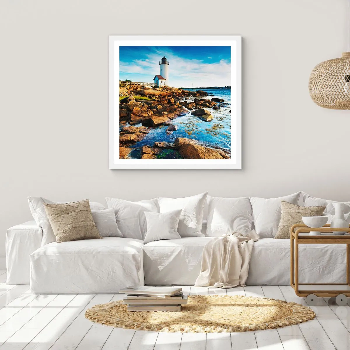 Plakat w białej ramie - Wracajcie szczęśliwie, czekam - 50x50 cm