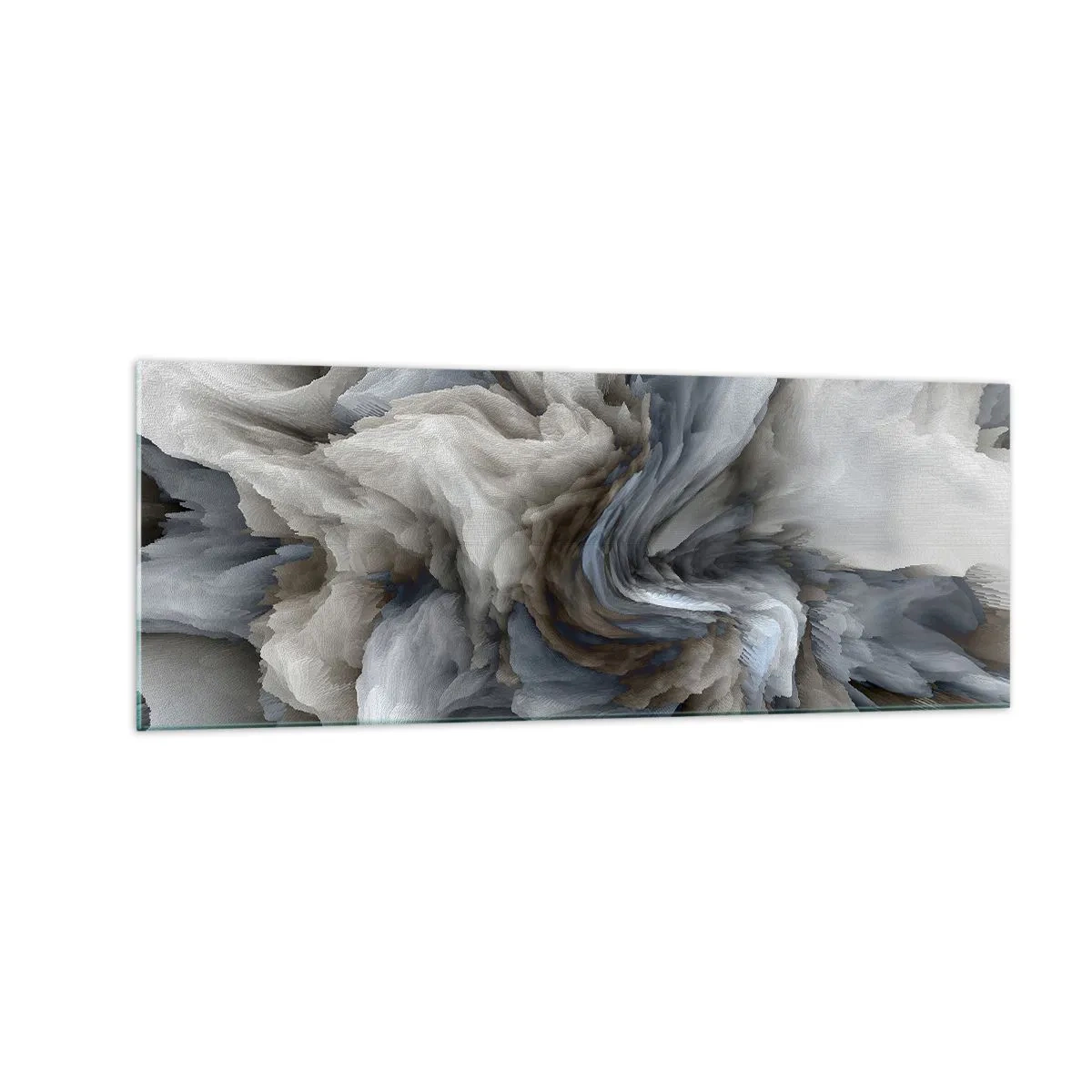 Obraz na szkle - Abstrakcyjny wir w odcieniach szarości i błękitu - 140x50cm - Kamień i kwiat - Nowoczesna dekoracja ścienna do salonu i sypialni ARTTOR
