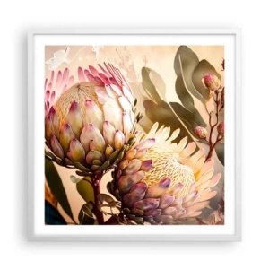 Plakat w białej ramie - Czule objęte - 60x60 cm