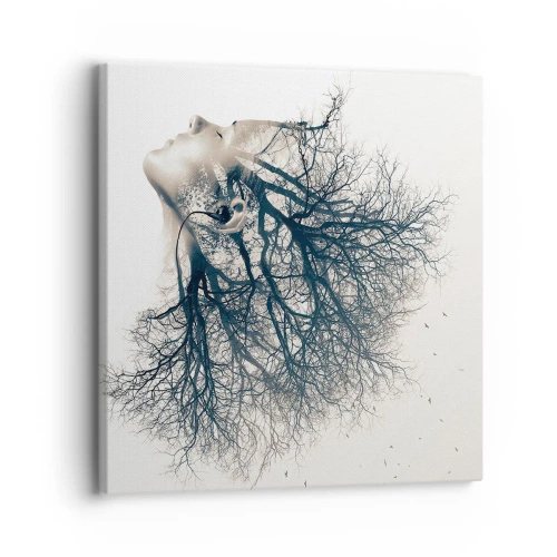 Obraz na płótnie - Zasłuchana w szept drzewa - 30x30 cm