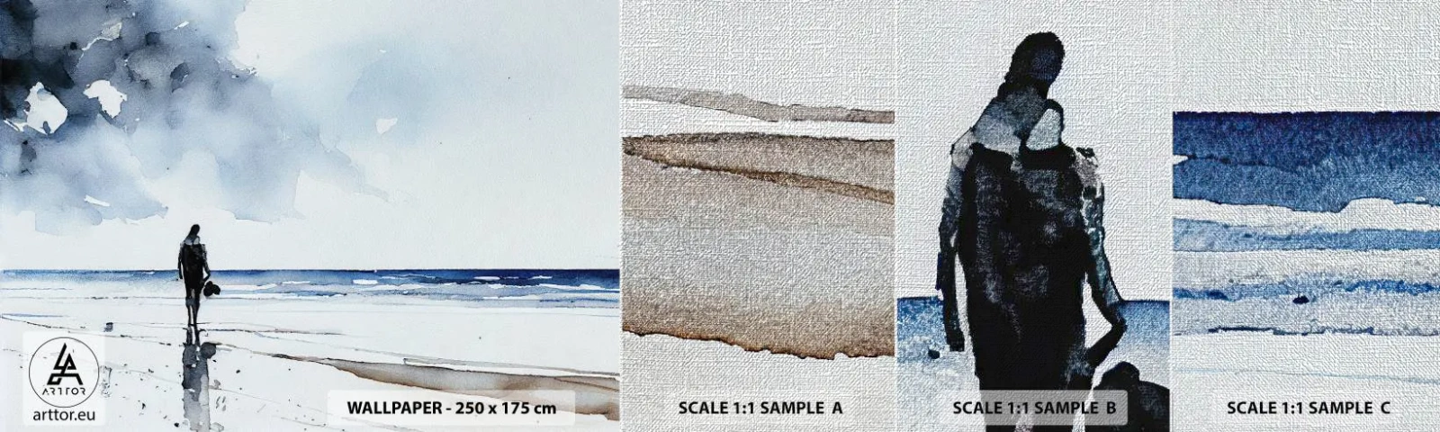 Fototapeta Próbka Premium Canvas - Rozmowa z morzem - Samotny, Człowiek, Brzeg Morza - 100x30 cm