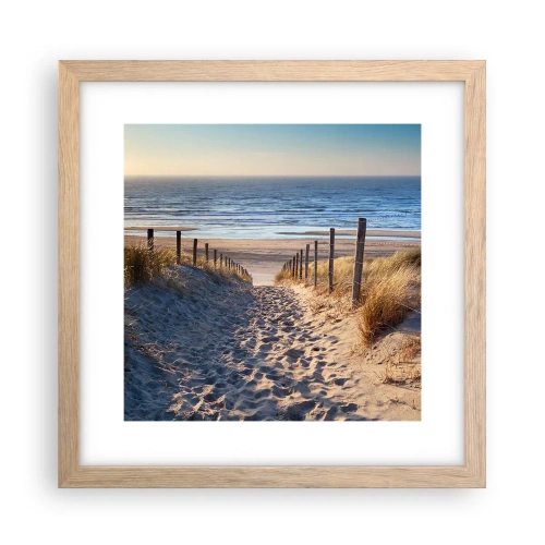 Plakat w ramie jasny dąb - Morza szum, ptaków śpiew, dzika plaża pośród traw… - 30x30 cm