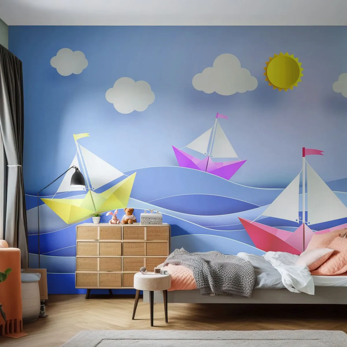 Fototapeta Standard Eco - Ach, jak przyjemnie kołysać się wśród fal - Dla Dzieci, Marynistyczne, Łódź - 400x280 cm