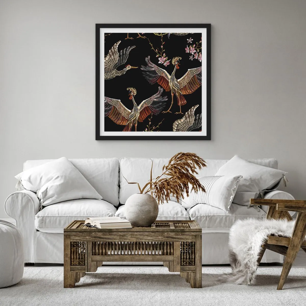 Plakat w czarnej ramie - Baśniowy ptak - 30x30 cm