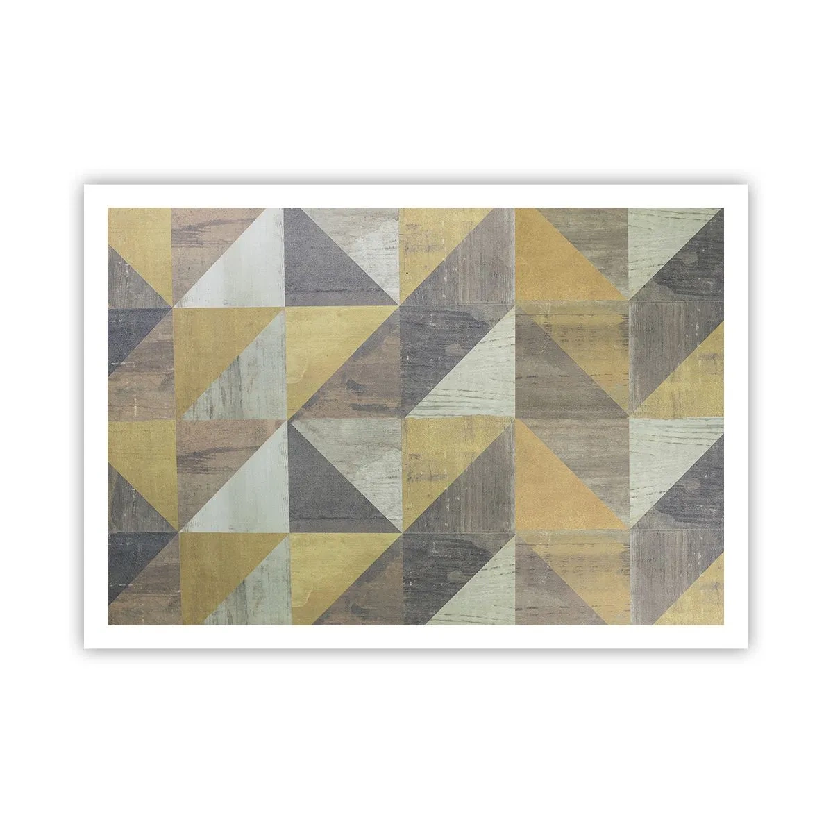 Plakat - Geometryczna kompozycja trójkątów w odcieniach ziemi - 100x70cm - Pod kątem trójkąta - Nowoczesna dekoracja ścienna do salonu i sypialni ARTTOR