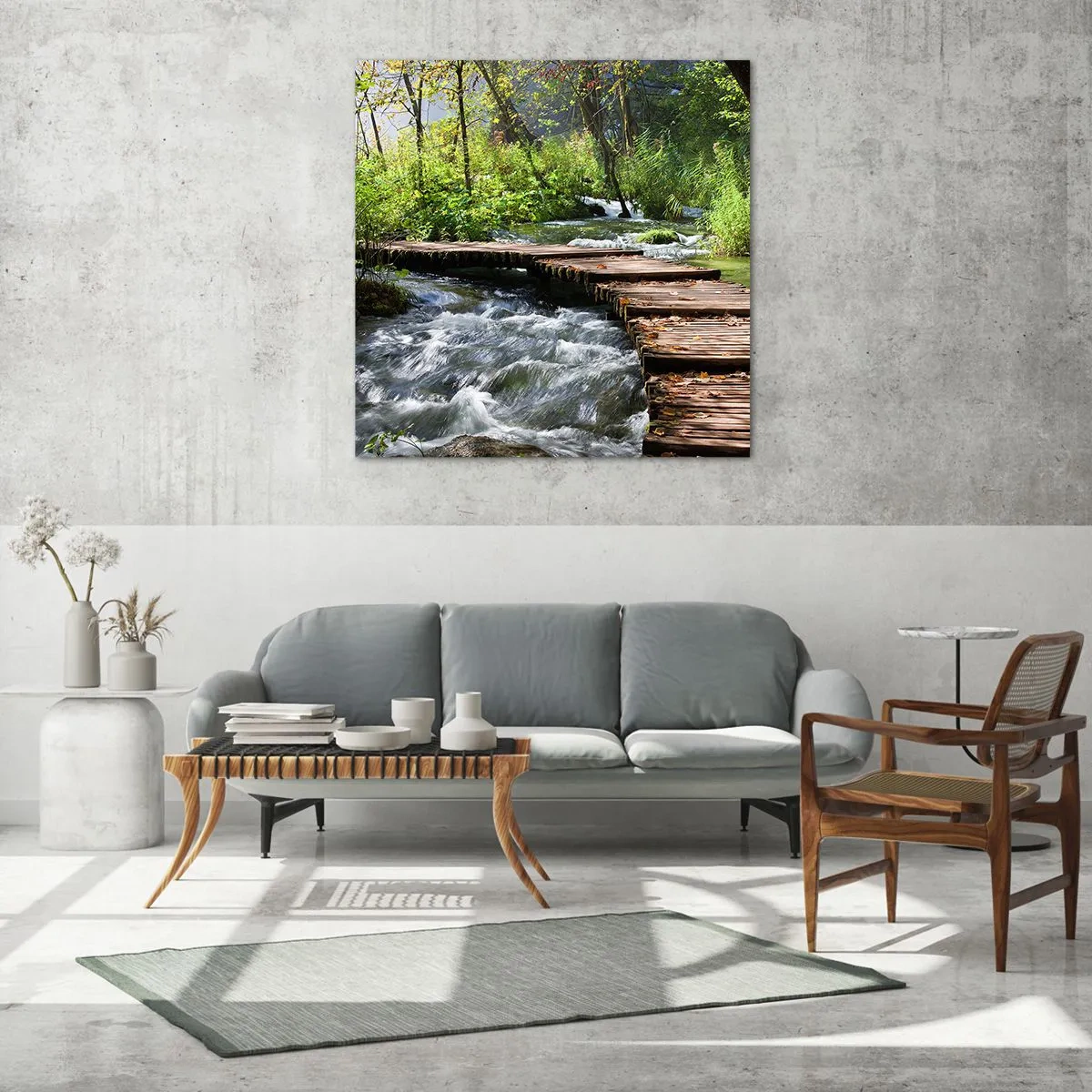 Obraz na szkle - Nad pienistą kaskadą - 70x70 cm