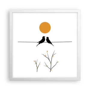 Plakat w białej ramie - Słowiczy wieczór - 40x40 cm