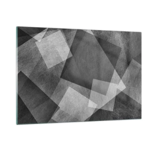 Obraz na szkle - Abstrakcja geometryczna w odcieniach czerni, bieli i szarości - 120x80cm - Odwieczny symbol trwałości i porządku - Nowoczesna dekoracja ścienna do salonu, kuchni i sypialni ARTTOR