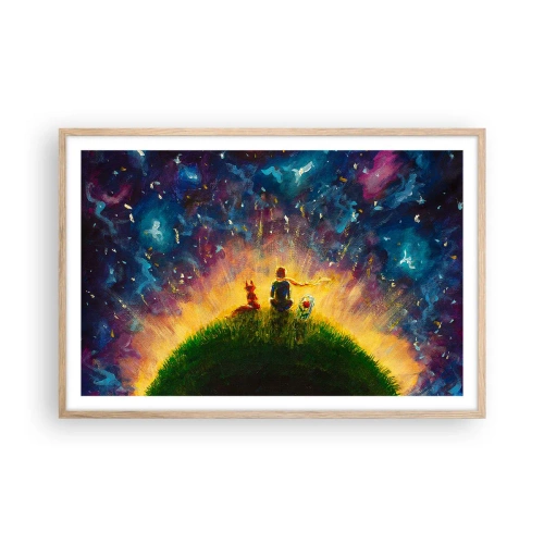 Plakat w ramie jasny dąb - Miłość i przyjaźń - cały świat - 91x61 cm