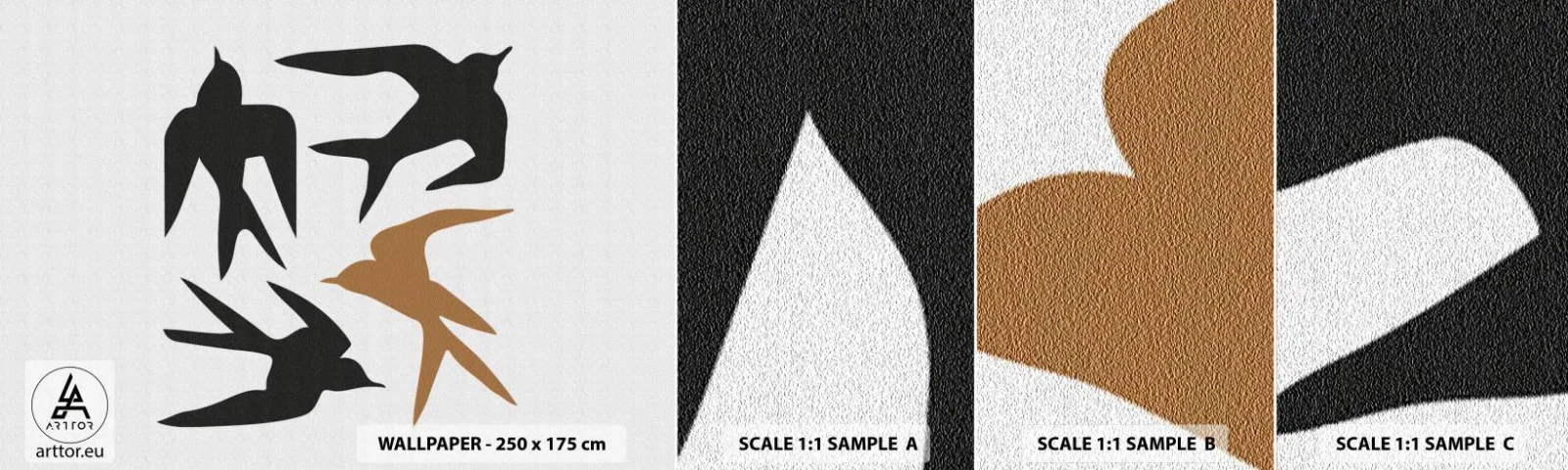 Fototapeta Próbka Samoprzylepna Deluxe Sticker - Jaskółcze zabawy - Boho, Ptaki, Minimalizm - 100x30 cm