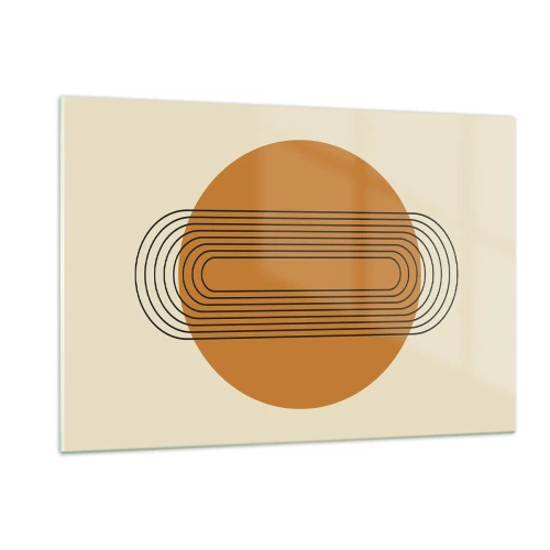 Obraz na szkle - Geometryczna abstrakcja z okręgiem i liniami - 120x80cm - Plan doskonały - Nowoczesna dekoracja ścienna do salonu, kuchni i sypialni ARTTOR