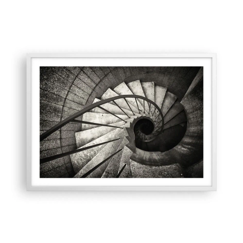 Plakat w białej ramie - Schodami w górę, schodami w dół - 70x50 cm