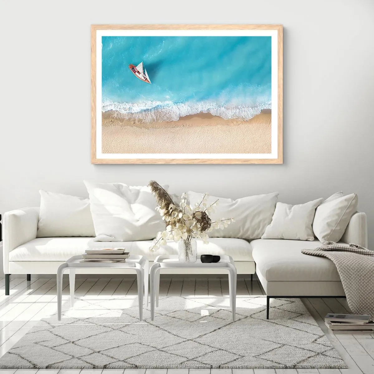 Plakat w ramie jasny dąb - Na granicy błękitu i złota - 70x50 cm