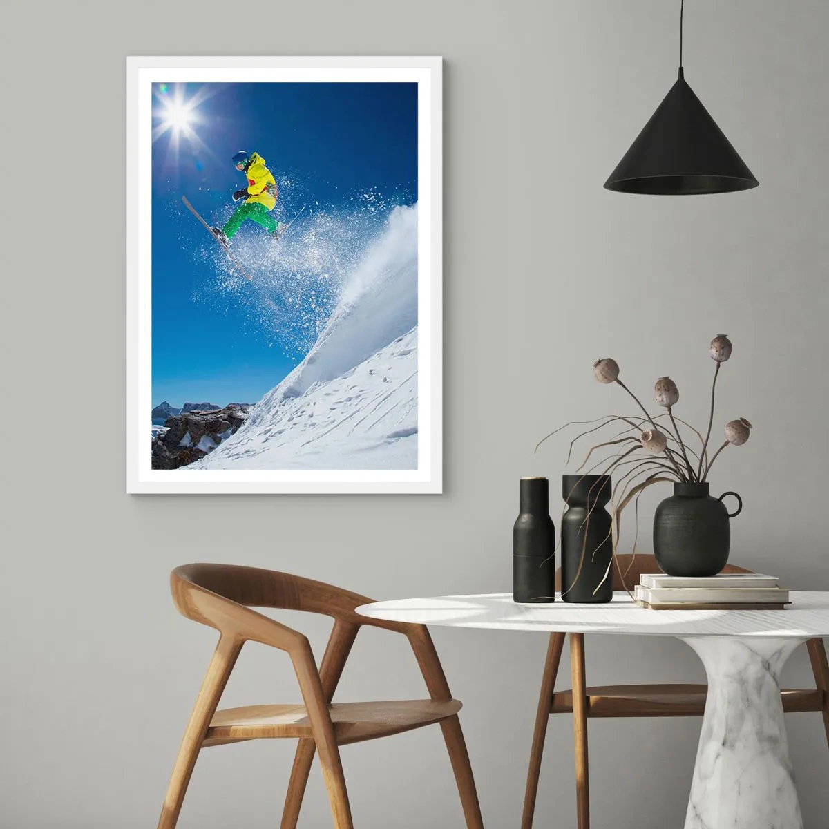 Plakat w białej ramie - Tańczący z górami - 30x40 cm