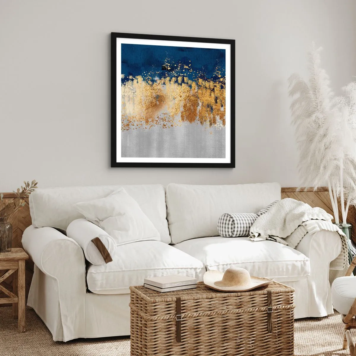 Plakat w czarnej ramie - Nowoczesna kompozycja z błyskiem - 30x30 cm