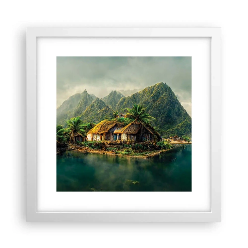 Plakat w białej ramie - Tropikalny raj - 30x30 cm