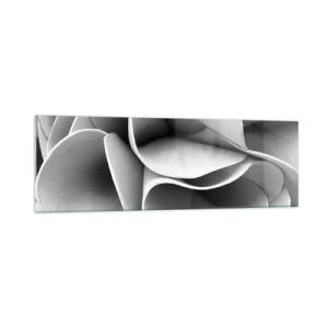 Obraz na szkle - Czarno-białe detale abstrakcyjnych form - 160x50cm - Dzieje się w przestrzeni - Nowoczesna dekoracja ścienna do salonu i sypialni ARTTOR