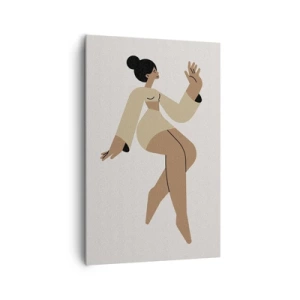 Obraz na płótnie - Minimalistyczna ilustracja kobiety w odcieniach beżu i brązu - 80x120cm - Kształt wdzięku - Nowoczesna dekoracja ścienna do salonu i sypialni ARTTOR