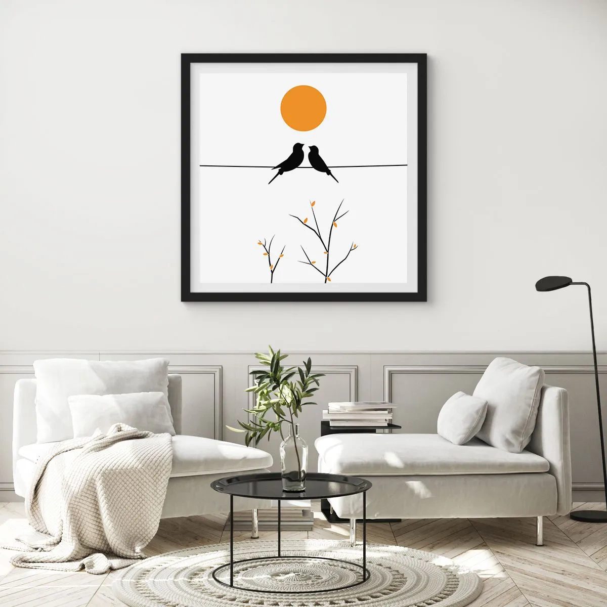 Plakat w czarnej ramie - Słowiczy wieczór - 40x40 cm