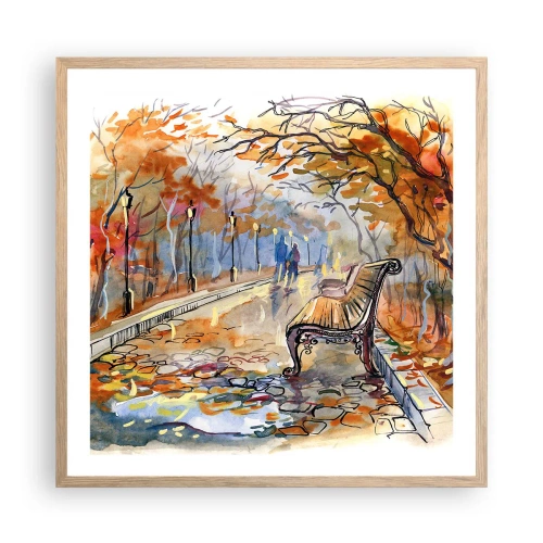 Plakat w ramie jasny dąb - Razem powędrować w jesień - 60x60 cm