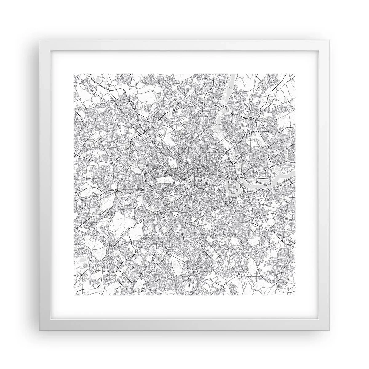 Plakat w białej ramie - Mapa londyńskiego labiryntu - 40x40 cm