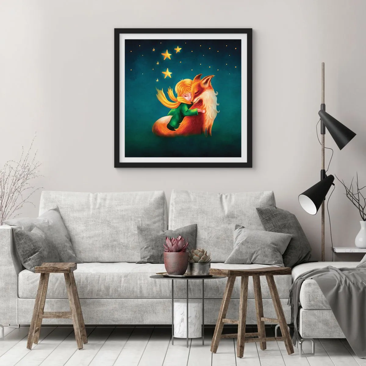 Plakat w czarnej ramie - Mały Książę - 60x60 cm