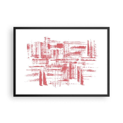 Plakat w czarnej ramie - Abstrakcyjne różowe tekstury na białym tle - 70x50cm - Czerwone miasto - Nowoczesna dekoracja ścienna do salonu i sypialni ARTTOR