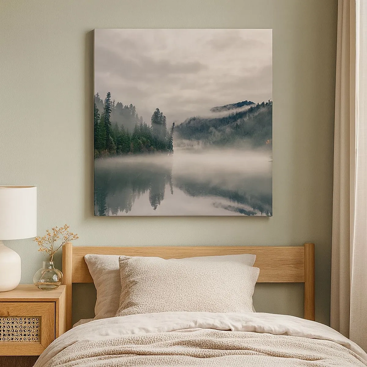 Obraz na płótnie - W zadumie, we mgle - 30x30 cm