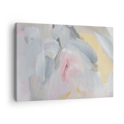 Obraz na płótnie - Abstrakcyjne pastelowe pociągnięcia w odcieniach różu i szarości - 70x50cm - W pastelowym świecie - Nowoczesna dekoracja ścienna do salonu i sypialni ARTTOR