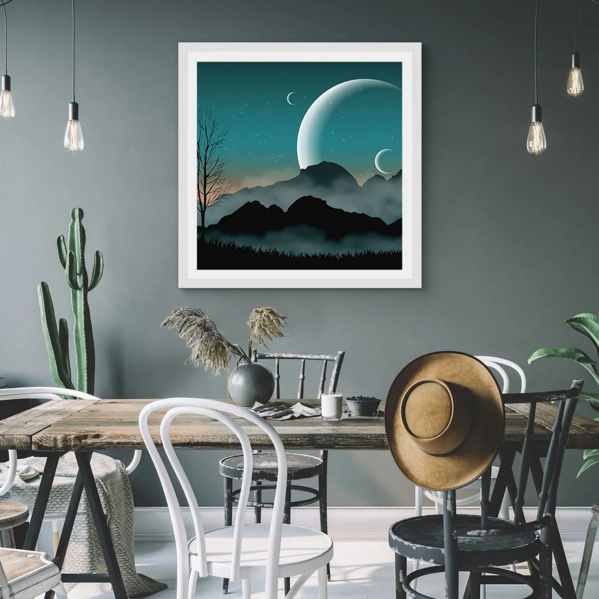 Plakat w białej ramie - Karnawał gwiaździstej nocy - 50x50 cm