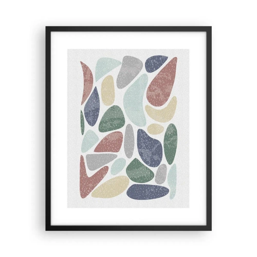 Plakat w czarnej ramie - Mozaika pudrowanych barw - 40x50 cm