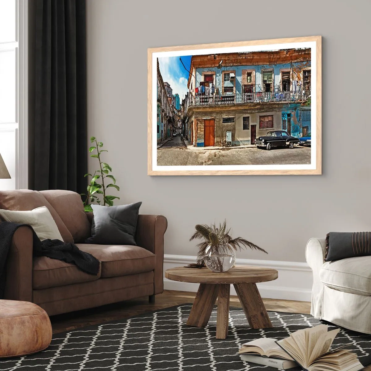 Plakat w ramie jasny dąb - Hawańskie klimaty - 100x70 cm
