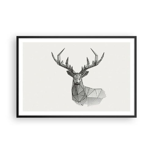 Plakat w czarnej ramie - Jeleń w kubistycznym stylu - 91x61 cm