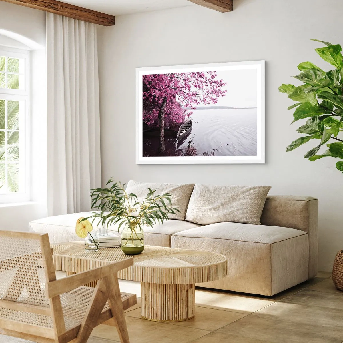 Plakat w białej ramie - W różowej ciszy - 91x61 cm