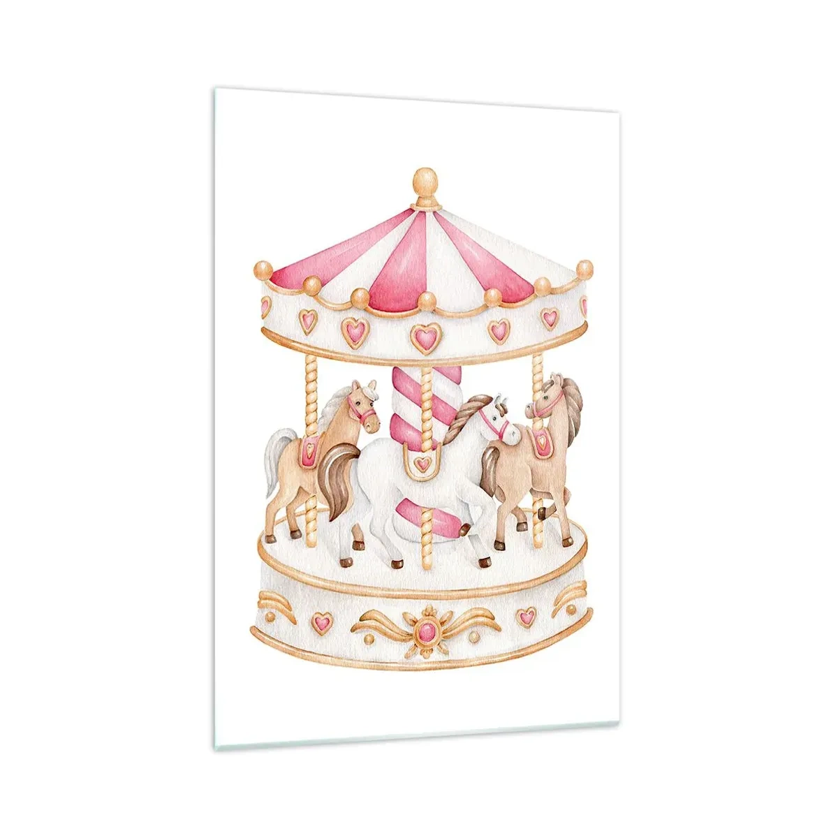 Obraz na szkle - Kolorowa karuzela w stylu vintage z końmi - 70x100cm - Słodki świat dzieciństwa - Nowoczesna dekoracja ścienna do salonu i sypialni ARTTOR