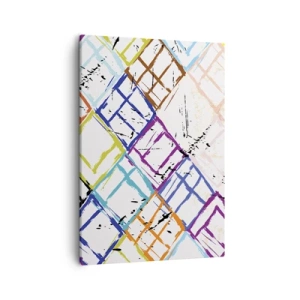 Obraz na płótnie - Abstrakcyjny wzór geometryczny w żywych kolorach - 50x70cm - Komórki do wynajęcia - Nowoczesna dekoracja ścienna do salonu, kuchni i sypialni ARTTOR