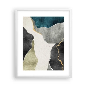 Plakat w białej ramie - Mozaikowa kompozycja z nitką złota - 40x50 cm