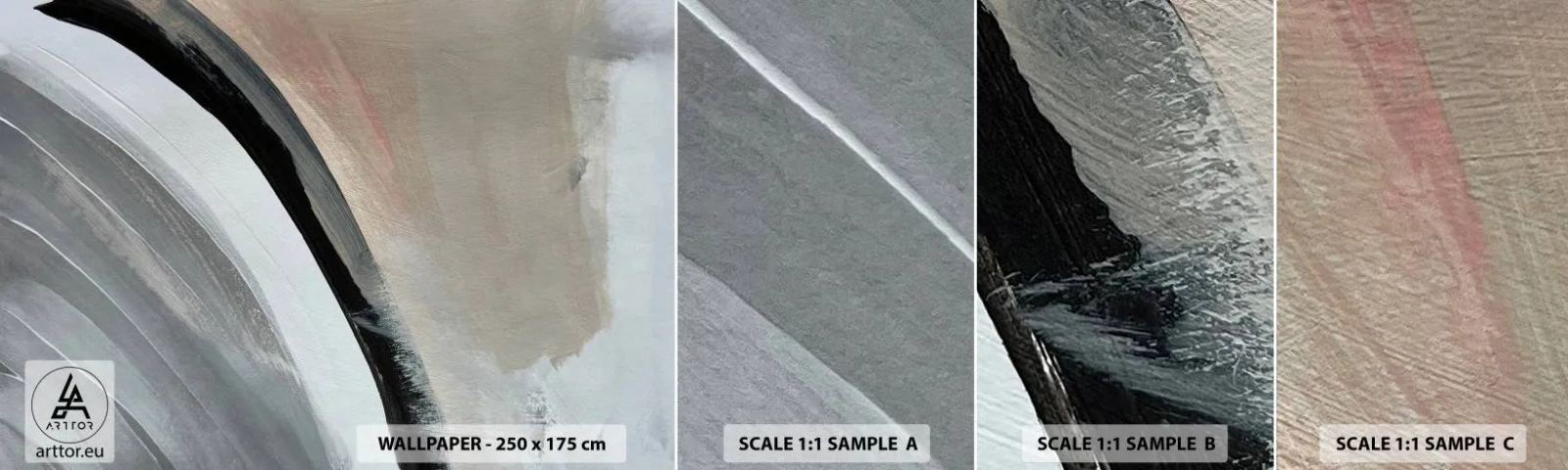 Fototapeta Próbka Standard Eco - Kompozycja: łuk czerni i szarości - Abstrakcja, Sztuka, Sztuka Współczesna - 100x30 cm