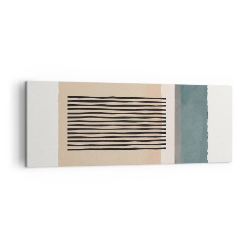 Obraz na płótnie - Minimalistyczne formy geometryczne w beżowych i zielonych odcieniach - 140x50cm - Wszystko w porządku - Nowoczesna dekoracja ścienna do salonu i sypialni ARTTOR