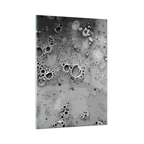 Obraz na szkle - Abstrakcyjny wzór przypominający powierzchnię księżyca w odcieniach szarości - 50x70cm - Jak księżycowy pejzaż - Nowoczesna dekoracja ścienna do salonu, kuchni i sypialni ARTTOR