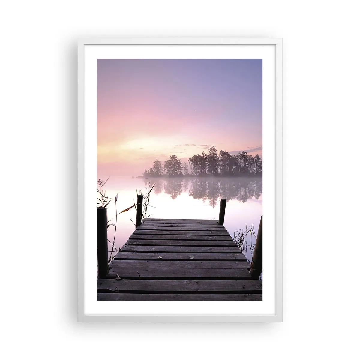 Plakat w białej ramie - Z liliowej mgły... - 50x70 cm