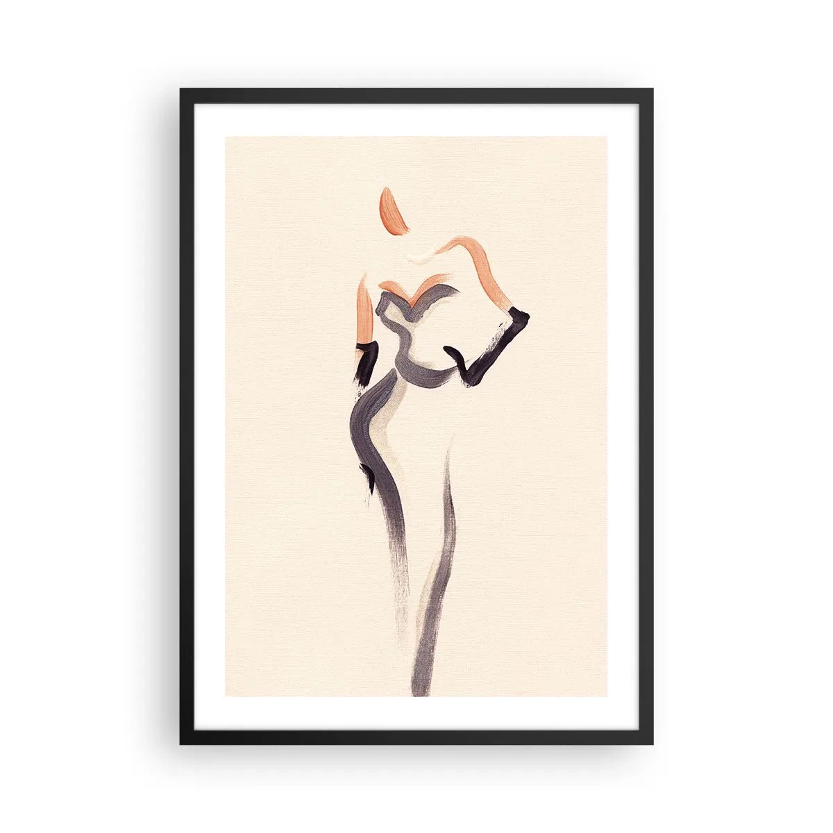 Plakat w czarnej ramie - Minimalistyczna sylwetka kobiety - 50x70cm - Ze złotych lat Hollywood - Nowoczesna dekoracja ścienna do salonu i sypialni ARTTOR