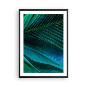 Plakat w czarnej ramie - Tropikalne liście w odcieniach głębokiej zieleni - 50x70cm - Anatomia zieleni - Nowoczesna dekoracja ścienna do salonu i sypialni ARTTOR