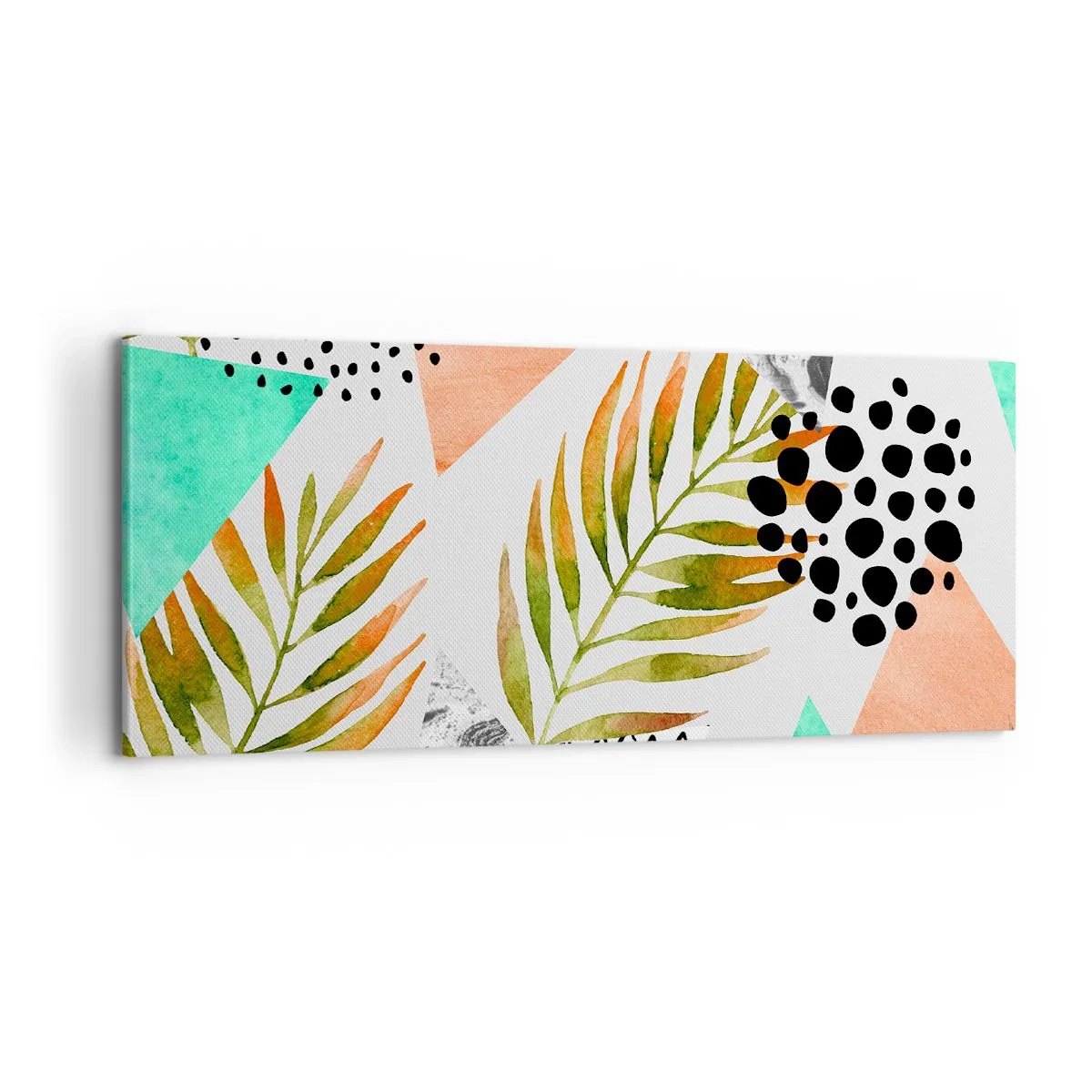 Obraz na płótnie - Dekoracja z palmowym liściem - 100x40 cm