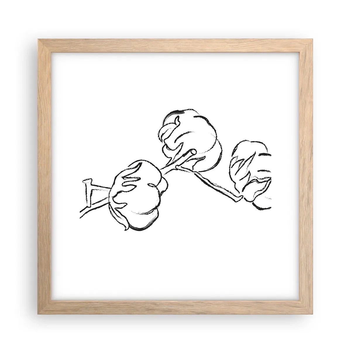 Plakat w ramie jasny dąb - Bawełniany puch - 30x30 cm