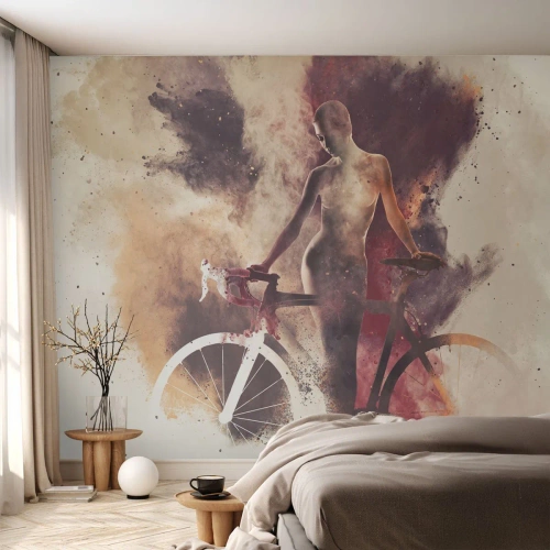 Fototapeta Premium Sand - W marmurowych kształtach rowerowa dusza - Abstrakcja, Kobieta, Rower - 400x280 cm