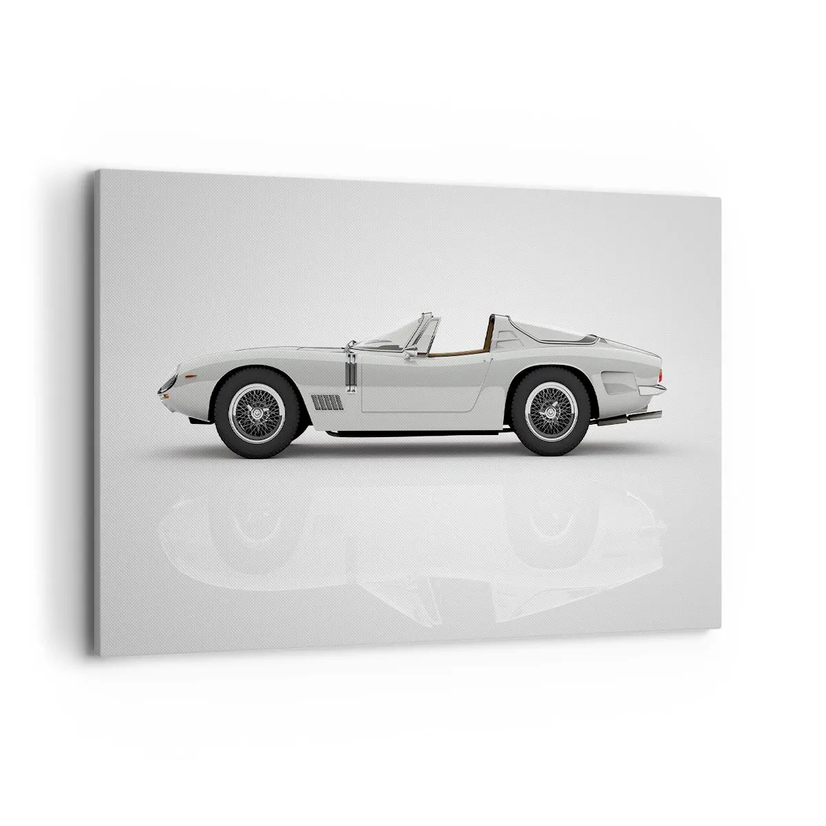 Obraz na płótnie - Klasyczny biały kabriolet na jasnym tle - 120x80cm - Obietnica zabawy - Nowoczesna dekoracja ścienna do salonu, kuchni i sypialni ARTTOR